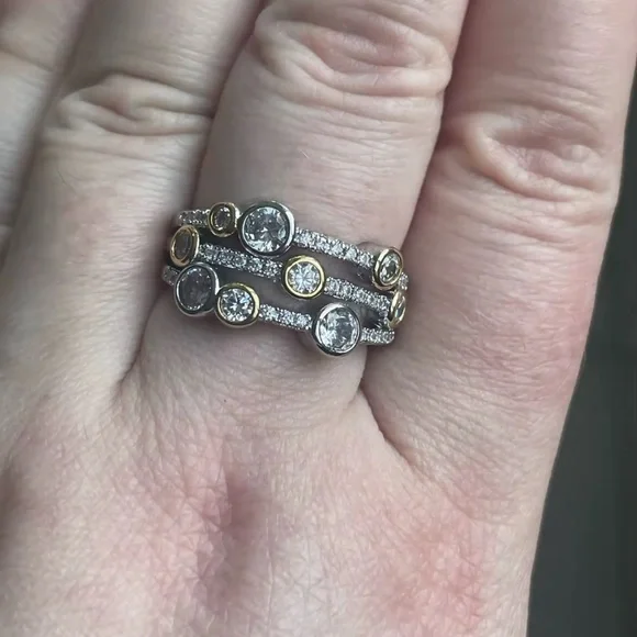 Gold and Silver Color Multi-Stone Ring - Picture 11 of 12